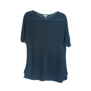 J. Jill Black Linen Blend Short Sleeve Top XS